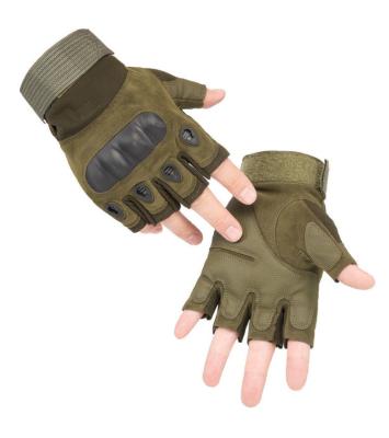 China Custom Fingerless military tactical gloves army fleece+nubuck police rogue leather outdoor military equipment half finger for sale