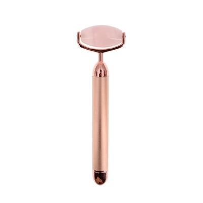 China Whitening Portable Crystal Roller Beauty Stone Roller Set Facial Massage Jade Roller Natural Rose Quartz Face Lift Massager for sale