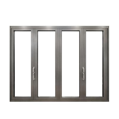 China Modern Design LZ86 Folding Aluminum Folding Double Door Thermal Break Tempered Glass for sale