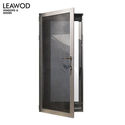 China Modern Exterior Aluminum Doors Designs Exterior Opening Hinged Door With Net for sale