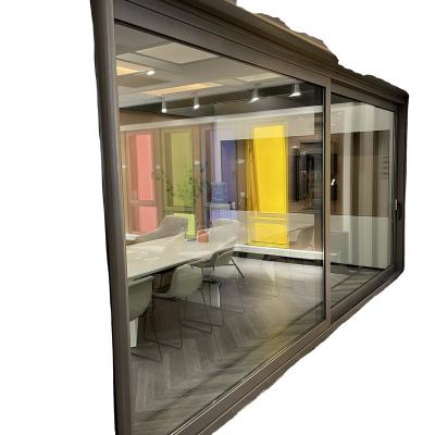 China Hot Selling Anti-theft Tempered Glass Triple Thermal Break Double Track Aluminum Sliding Door for sale