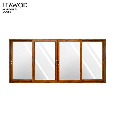 China KT145 Postmodern Classic Double Glass Wood Composite Aluminum Sliding Glass Door for sale