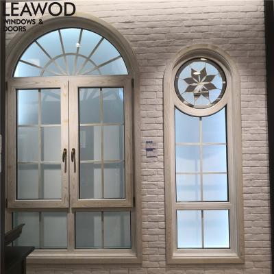 China New Products Tempered Glass Window Round Half Round Swing Windows With Aluminum And Wood Composite Windows for sale