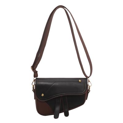 China 2022 New Korean Fashion Retro Contrast Color Saddle Bag Women High Quality Female Bag Spring Diagonal Single Shoulder Satchel for sale