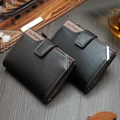 China Anti-theft Men's Wallet With Custom 3-Layer Short Wallet Zipper PU Wallet Logo 2021 Foldable Fashion Business for sale