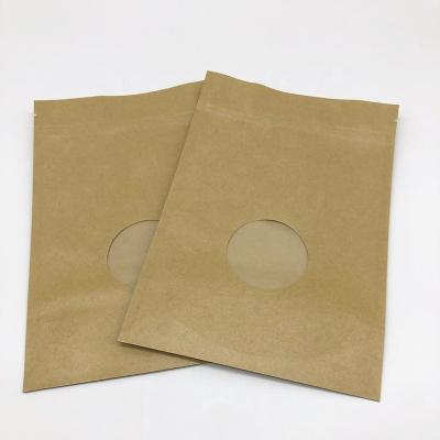 China Standup Recycled Materials Food Bag Kraft Paper Heat Seal Biodegradable Etching Printing Laminated Material Accept With Window for sale