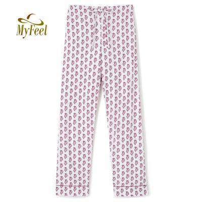 China Floral QUICK DRY Women's Nightgowns Lounge Pants Girls Ladies Pajamas Kurz Sleep Bottoms With Strappy Waist for sale