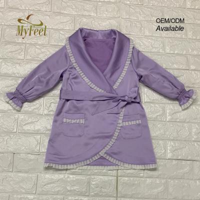 China QUICK DRY Children's Purple Satin Nightgown Nightgowns Kids Sleepwear Spring Summer Spring Summer Pajamas Girls Silk Long Robes With Lace for sale