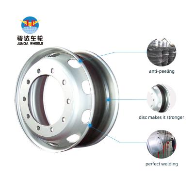 China 22.5 Inch Original Place Model Finishing SHAANXI Tubeless Steel Material TRUCK Bus Trailer Truck Wheel Rim for sale