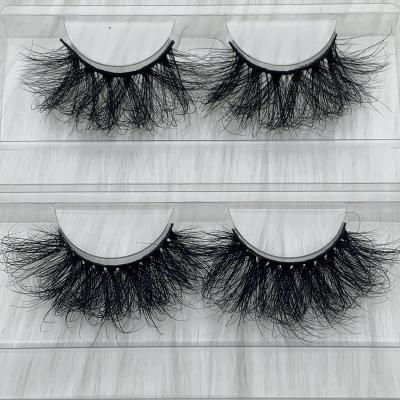 China Real Crisscross Tapered Mink Eyelashes 25mm Eyelash Wholesale Vendor Customized Boxes 3d Mink Lashes Vendor Full Strip Fluffy Mink Lashes for sale