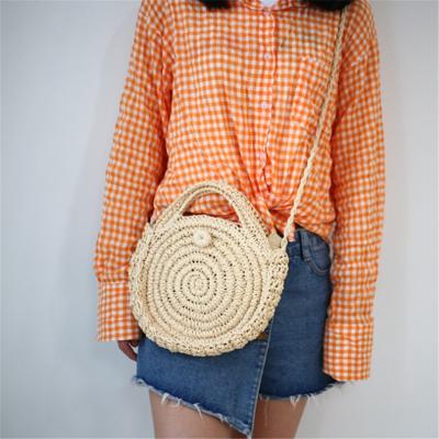 China Women Straw Summer Beach Bag Handwoven Summer Beach Crossbody Messenger Satchel Shoulder Bag Rattan Body Bag for sale