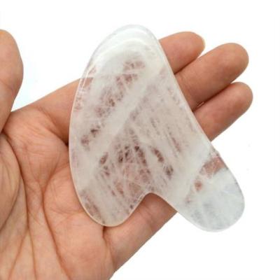 China Heart Shaped Scraping Body Jade Massage Gua Sha Face Clear Crystal Gua Sha Massage Therapy Tools for sale