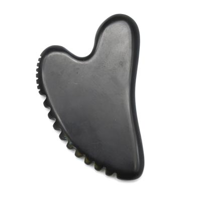 China Health Care Bian Stone Gua Sha Heart Shape With Teeth Scraping Massage Guasha Tool For Face&Body for sale