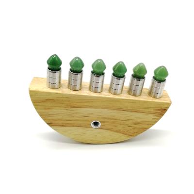 China Portable Wooden Handle Green Aventurine Body Care Massage Gua Sha Tool for sale