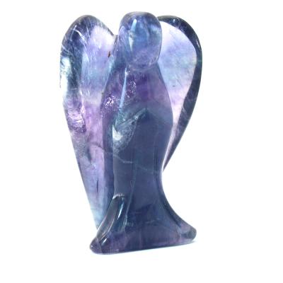 China China Rainbow Carving Crystal Fluorite Stone Angel Sculpture Colorful for Gift and Decoration for sale