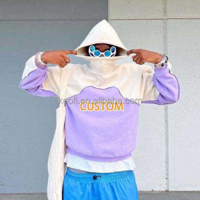 China Anti-wrinkle boxy custom no strings design sweatshirt pullover fleece cotton cropped hoodie cut and sew ninja men breath printing hoodie for sale