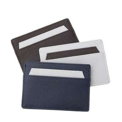 China Simple& Classic Slim Genuine Leather Mini Travel Credit Card Holder Wallet RFID Blocking ID Card Holder for sale