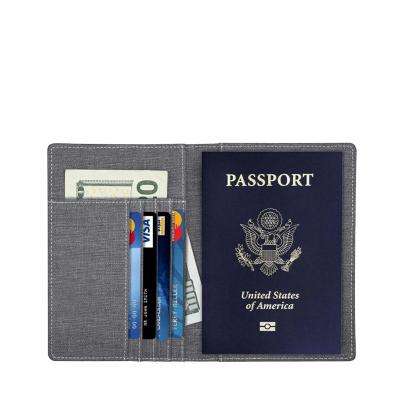 China RFID Customized Canvas Fabric RFID Travel Passport Holder for sale