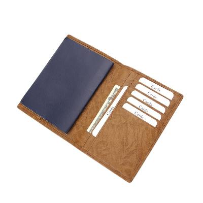 China RFID Travel Genuine Leather Wallet RFID Blocking Men's Passport Card Holder Money Clip Men's Leather Wallet for sale