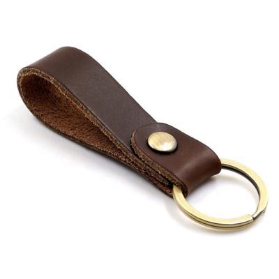 China Crazy Horse Leather Wholesale Custom Leather Key Chain for sale