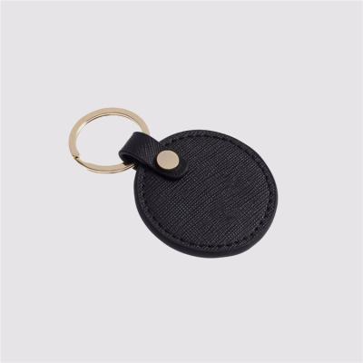 China Fashion Simple Wholesale Custom Circle Leather Keychain for sale