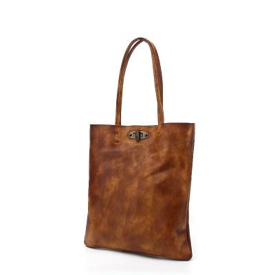 China New Fashion Design Leather Bag Genuine Leather Tote Bag With Brown Color for sale