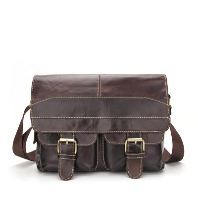 China Fashion Hot Selling Genuine Leather Men's Vintage Vintage Business Long Straps Shoulder Messenger Bag For Man for sale