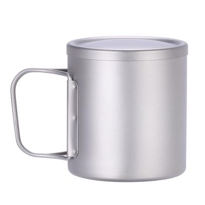 China Eco - Friendly Popular Double Wall 330ml Titanium Cups With Lids For Camping for sale