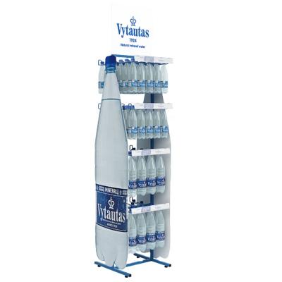 China Wholesale 4 Layer Shop Double Sided Metal Wheels Water Bottle Display Rack for sale