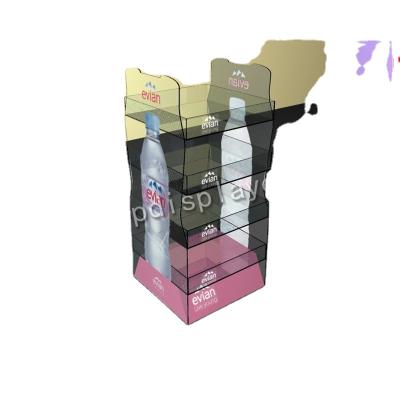 China Commercial Custom Design 4 Layer Acrylic Mineral Water Bottle Display Stands for sale