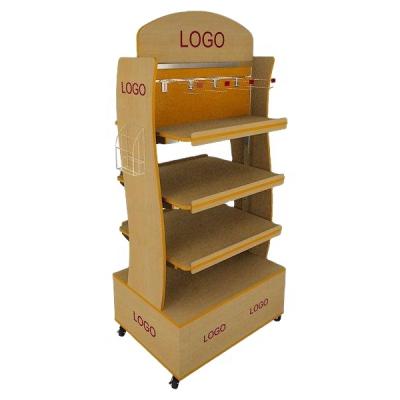 China Four Sides Novelty Wooden Floor Standing Shelf Beer Bottle Display Rack for sale