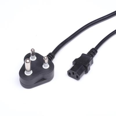 China Home Appliance SABS Approval 3 Pin IEC C13 Female To Male Plug South Africa Power Cord South Africa India Plug In 3 Pin Power Cord For Computer for sale