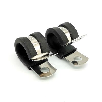 China Healthcare Wholesale 15mm W5 R Type 304SS Rubber Hose Clamp Cable Repair Clips for sale