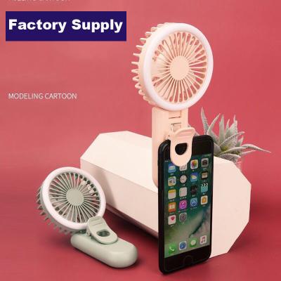 China With Fill Light Portable Foldable Handheld Cooling USB Clip Light Rechargeable Small Mini Fan for sale