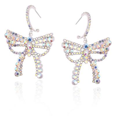 China FASHIONABLE Custom Rhinestone Charm AB Butterfly Dangle Drop Earrings Wedding For Women Girls Bridal for sale