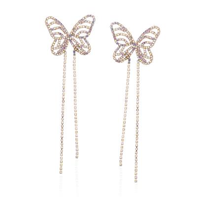 China TRENDY Long Rhinestone Wedding Bridal Drop Butterfly Earring Women For Party for sale