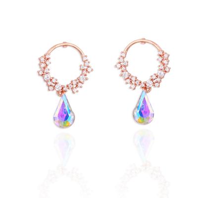 China Cute Cute Women Girls Jewelry Drop Earrings Rose Gold Zircon Rhinestone Charm Water Drop Earrings for sale