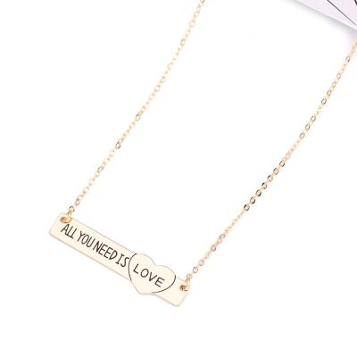 China FASHIONABLE Custom Lovers Rectangle Copper Pendant Statement Necklace Jewelry For Women Men for sale