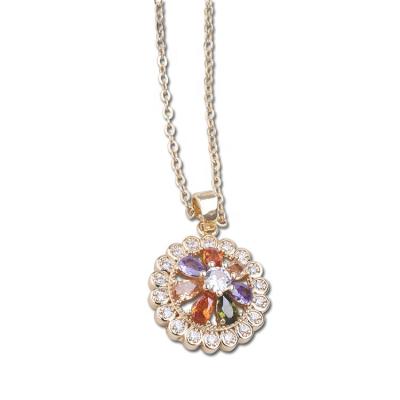 China Romantic Sunflower Zircon Bridal Wedding Pendant Necklace For Women Party Gift for sale