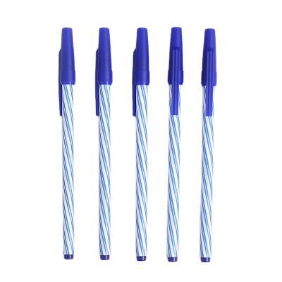 China Wholesale Pen Stationery Promotional Batch Supplies Blue Stripe Disposable Ballpoint Pens With Custom Logo for sale