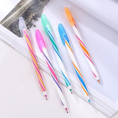 China Promotional Pen Colorful Lined CW Disposable Ballpoint Pens With Custom Logo for sale