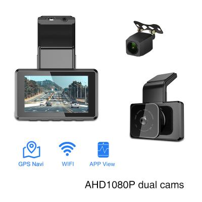 China 3inch IPS Full HD 1080P Screen Dash Cam Video Recorder Driving For Front And Rear Car Video Recorder Car DVR Recording GPS WIFI Dashcam for sale