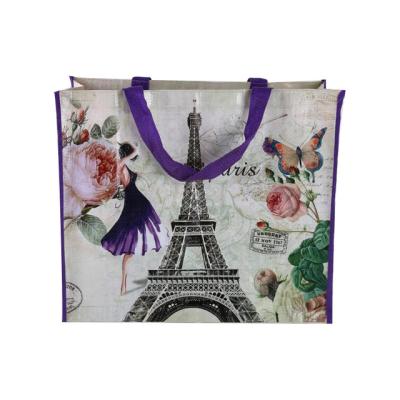 China Custom Shopping Bag Promotional PP Woven Bag With Paris Eiffel Tower Lamination Printing for sale