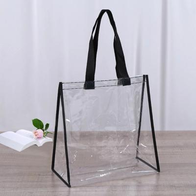 China Fashion Clear PVC Tote Bag Transparent Waterproof Handbag T Reusable Shopping Bag Shoulder Bag for sale