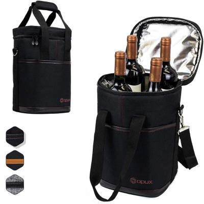 China Handled Wine Cooler Bag Wine Bottle Carrier For Travel Wine Bag Shoulder Strap And Padded Protection for sale