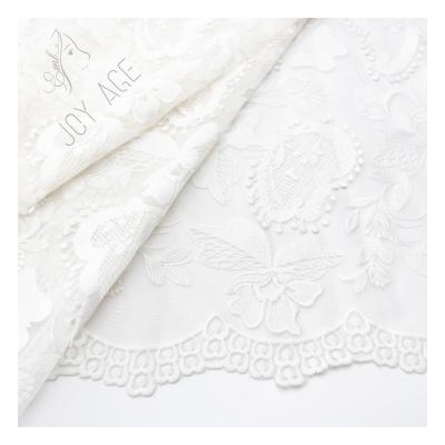 China Breathable Cheap Net Curtains Embroidered Fabric Beautiful Design Organza Border Embiodery Lace Up For Bridal Wedding for sale