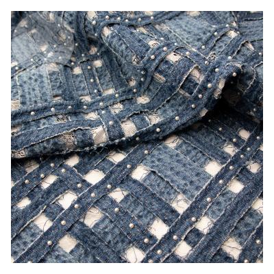 China Breathable Selling Well All Over The World Denim Band Embroidery Embroidered Hand Made Sewing Fabric For Dress for sale