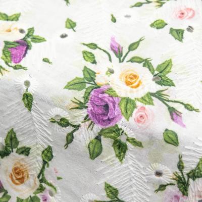 China Breathable Korean Luxury Pink Cotton Organza Tulle Handcut Flower Voile Embroidery Quality Silk Embroidered Lace Fabric For Dress for sale