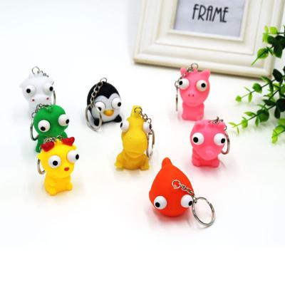 China Carabiner Funny Rubber Animal Shape Compression Key Chain BX090 Rubber Jumping Eye for sale