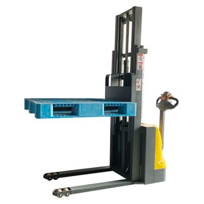 China Hydraulic Forklift High Lift 1ton Electric Stacker Truck Walking Mechanical Pallet Stacker Te koop